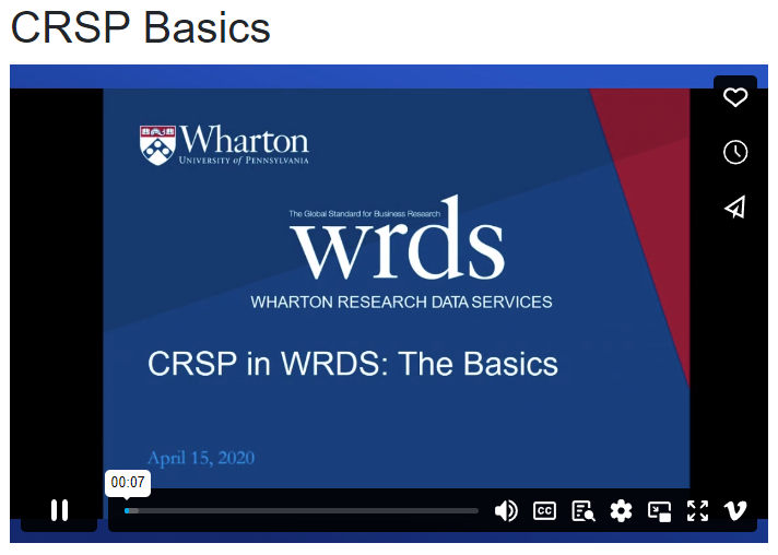 CRSP in WRDS Basics